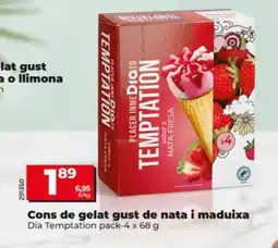 Dia DIA TEMPTATION Cons de gelat gust de nata i maduixa oferta