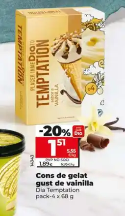 Dia DIA TEMPTATION Cons de gelat gust de vainilla oferta