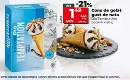 Dia DIA TEMPTATION Cons de gelat gust de nata oferta