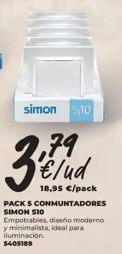 BigMat Pack 5 conmuntadores simon s10 oferta