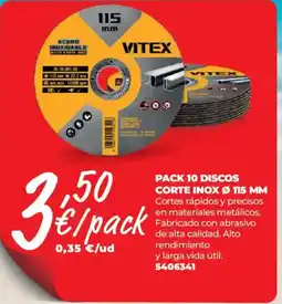 BigMat Pack 10 discos corte inox ø 115 mm oferta