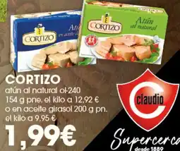 Claudio CORTIZO atún al natural ol-240 o en aceite girasol oferta