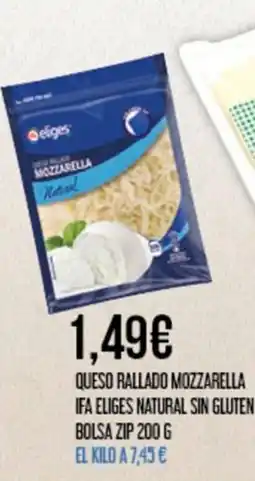 Claudio IFA ELIGES Queso rallado mozzarella natural sin gluten bolsa zip oferta