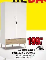 Rapimueble Blanco - armario de 2 puertas y 2 cajones oferta