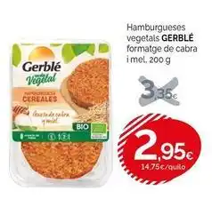 Condis Gerblé - hamburgueses vegetals formatge de cabra i mel oferta