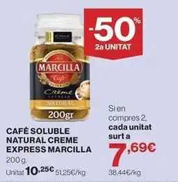 Hipercor Marcilla - café soluble natural creme express oferta