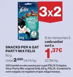 Hipercor Felix - snacks per a gat party mix oferta