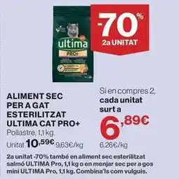 Hipercor Última - aliment sec per a gat esterilitzat cat pro+ oferta