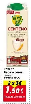 Hiper Usera Vivesoy - bebida cereal oferta
