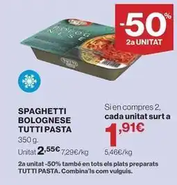 Hipercor Tutti pasta - spaghetti bolognese oferta