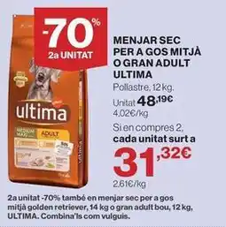 Hipercor Affinity - menjar sec per a gos mitja o gran adult ultima oferta
