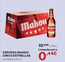 Hipercor Mahou - cervesa cinco estrellas oferta