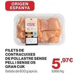 El Corte Inglés Origen - filets de contracuites de pollastre sense pell i sense os gran cuk oferta