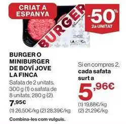 El Corte Inglés La finca - burger o miniburger de boví jove oferta