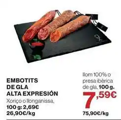 El Corte Inglés Embotits de gla alta expression oferta