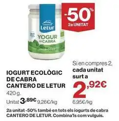 El Corte Inglés El cantero de letur - iogurt ecologic de cabra oferta