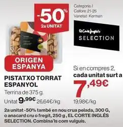 El Corte Inglés Origen - pistatxo torrat oferta