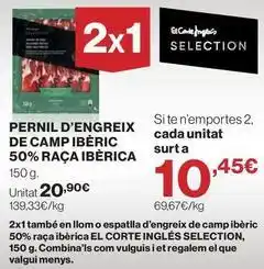 El Corte Inglés El corte inglés - pernil d'engreix de camp iberic 50% raça iberica oferta