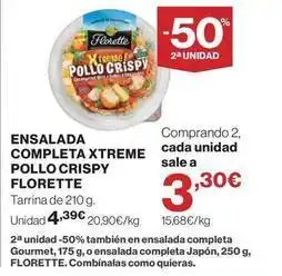 El Corte Inglés Florette - ensalada completa xtreme pollo crispy oferta