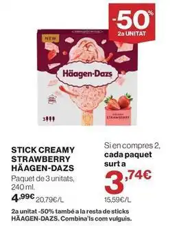 El Corte Inglés Häagen-dazs - stick creamy strawberry oferta