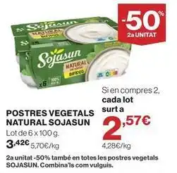 El Corte Inglés Sojasun - postres vegetals natural oferta