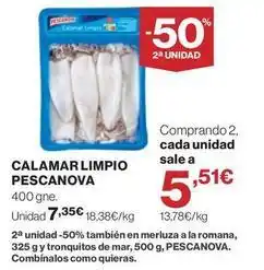 El Corte Inglés Pescanova - calamar limpio oferta