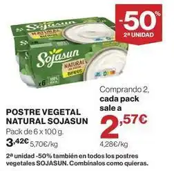 El Corte Inglés Sojasun - postre vegetal natural oferta