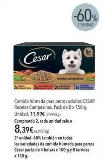El Corte Inglés Cesar - comida húmeda para perros adultos oferta
