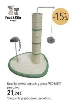El Corte Inglés Rita - riscador de sisal con ratón y pelota para gatos oferta