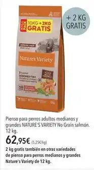 El Corte Inglés Nature's variety - pienso para perros adultos medianos y grandes no grain salmón oferta