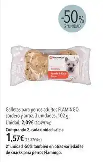El Corte Inglés Flamingo - galletas para perros adultos cordero y arroz oferta