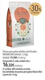 El Corte Inglés El corte inglés - pienso para gatos adultos esterilizados salmón oferta