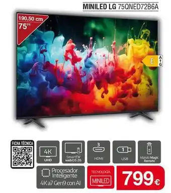 Milar Lg - miniled 75qned72b6a oferta