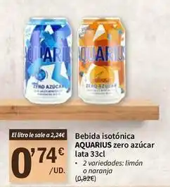 SPAR Aquarius - bebida isotónica zero azúcar oferta