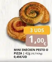 Supermercados MAS Mini snecken pesto o pizza oferta