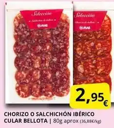 Supermercados MAS Bellota - chorizo o salchichon iberico cular oferta