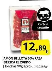 Supermercados MAS Bellota - jamón 50% raza ibérica oferta
