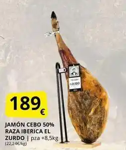 Supermercados MAS Jamón cebo 50% raza iberica el zurdo oferta