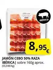 Supermercados MAS Jamón cebo 50% raza ibérica oferta