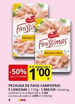 Supermercados MAS Campofrío - pechuga de pavo oferta