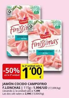 Supermercados MAS Campofrío - jamon cocido oferta