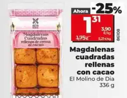 Dia El molino de dia - magdalenas cuadradas rellenas con cacao oferta