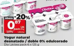 Dia Dia lactea - yogur natural desnatado / doble 0% edulcorado oferta