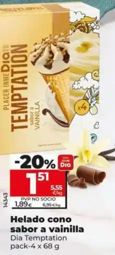 Dia Dia temptation - helado cono sabor a vainilla oferta