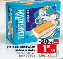 Dia Dia temptation - helado sandwich sabor a nata oferta