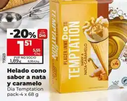 Dia Dia temptation - helado cono sabor a nata y caramelo oferta
