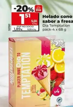 Dia Dia temptation - helado cono sabor a fresa o limon oferta