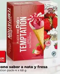 Dia Dia temptation - helado cono sabor a nata y fresa oferta