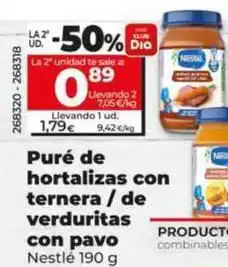 Dia Nestlé - pure de hortalizas con ternera/ de verduritas con pavo oferta