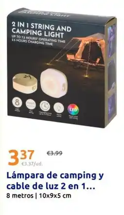 Action Lámpara de camping y cable de luz oferta